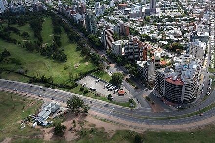 Aerial view of the buildings of the Rambla Gandhi and Bulevar Artigas - Department of Montevideo - URUGUAY. Photo #58407