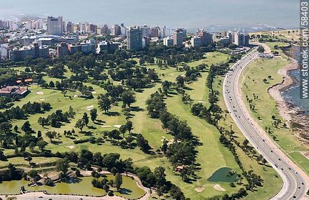 Vista aérea de la Rambla Wilson, Club de Golf - Departamento de Montevideo - URUGUAY. Foto No. 58403