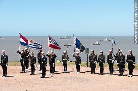 Día de la Armada (Navy Day) in its plaza in Punta Gorda. Cadets of the Navy school in formation. - Department of Montevideo - URUGUAY. Photo #58631