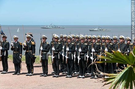 Día de la Armada (Navy Day) in its plaza in Punta Gorda. Military salute to the national flag. - Department of Montevideo - URUGUAY. Photo #58618