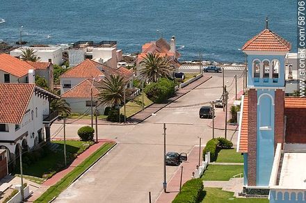 From the lighthouse of Punta del Este. Tower of the Church of the Candelaria.  El Faro street - Punta del Este and its near resorts - URUGUAY. Photo #58706