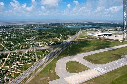 Aerial view of the Carrasco Airport runway , Route 101 and Route Interbalnearia, Gal. Seregni - Department of Canelones - URUGUAY. Photo #58903