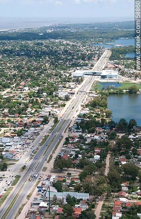 Aerial view of the Avenue Giannattasio and Costa Urbana Shopping Center - Department of Canelones - URUGUAY. Photo #58860