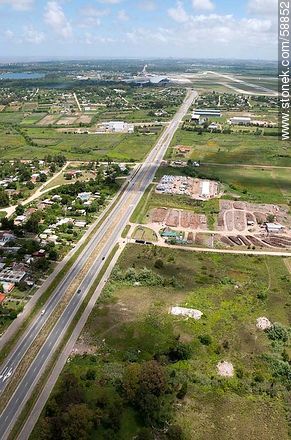 Aerial view of Route Interbalnearia up to Lagomar - Department of Canelones - URUGUAY. Photo #58852