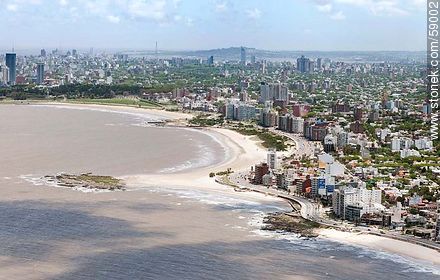 Aerial View of the Ramblas, beaches Malvin and Buceo - Department of Montevideo - URUGUAY. Photo #59002