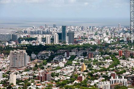 Aerial view of Malvin, Pocitos and Buceo. Towers of World Trade Center Montvideo - Department of Montevideo - URUGUAY. Photo #59196