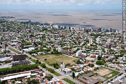 Aerial view of Avenida Italia and Hipolito Yrigoyen St. - Department of Montevideo - URUGUAY. Photo #59245