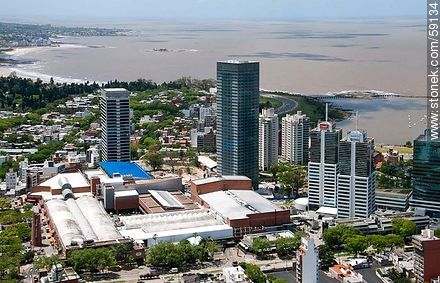 Aerial view of Montevideo Shopping Center and the WTC towers. Free Zone Buceo - Department of Montevideo - URUGUAY. Photo #59134