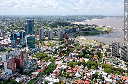Vista aérea del barrio Buceo, residencias y torres - Departamento de Montevideo - URUGUAY. Foto No. 59210