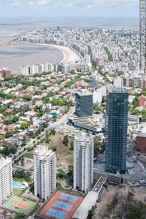 Aerial view of Torres Náuticas and WTC 3 and 4, Pocitos Beach - Department of Montevideo - URUGUAY. Photo #59139