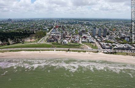Aerial view of the beach Buceo, the Bvar. B. and Ordonez and Avenida Mariscal Fco. Solano López - Department of Montevideo - URUGUAY. Photo #59235