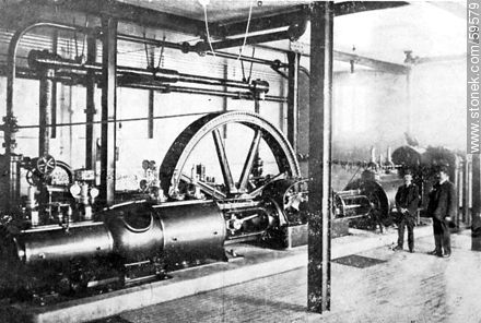 La Frigorífica Uruguaya. Sala de máquinas nuevas, 1910 -  - URUGUAY. Foto No. 59579
