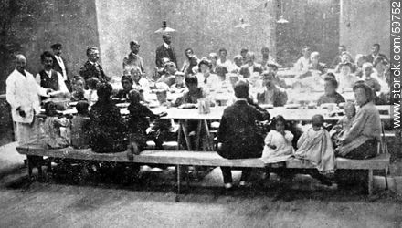 Hotel de Inmigrantes. Un comedor, 1910 - Departamento de Montevideo - URUGUAY. Foto No. 59752