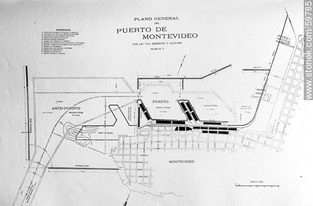 Map of the Port of Montevideo, 1910 - Department of Montevideo - URUGUAY. Photo #59785