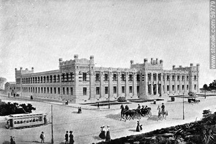Academia General Militar y Escuela Naval (en construcción), 1910 - Departamento de Montevideo - URUGUAY. Foto No. 59779