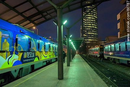 Central Railway Station, Swedish trains at night - Department of Montevideo - URUGUAY. Photo #60787