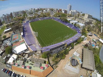 Aerial photo of Luis Franzini Stadium, Defensor-Sporting Club. Restaurant Rodelú. Rock and Samba - Department of Montevideo - URUGUAY. Photo #61075