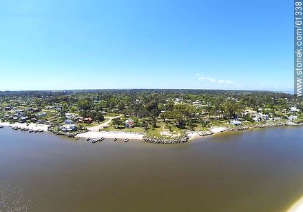 Aerial photo of the coast over the Arroyo Pando in Neptunia - Department of Canelones - URUGUAY. Photo #61338