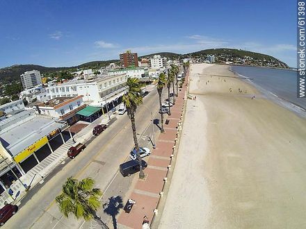 Aerial photo of the beach and boardwalk in spring.  - Department of Maldonado - URUGUAY. Photo #61398