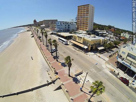Aerial photo of the beach and boardwalk in spring - Department of Maldonado - URUGUAY. Photo #61382