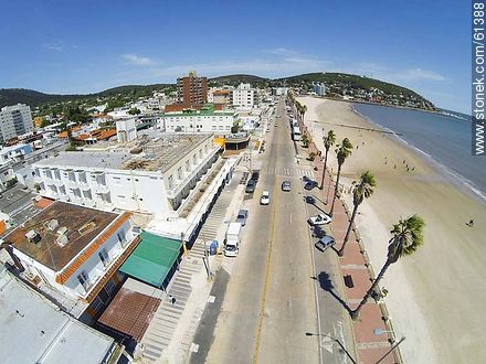 Aerial photo of the beach and boardwalk in spring - Department of Maldonado - URUGUAY. Photo #61388