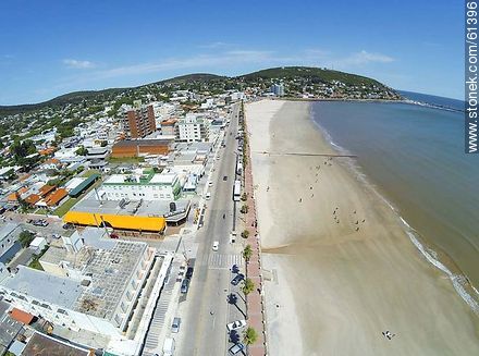 Aerial photo of the beach and boardwalk in spring.  - Department of Maldonado - URUGUAY. Photo #61396