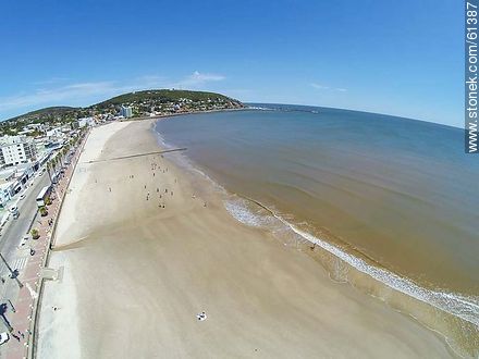 Aerial photo of the beach and boardwalk in spring - Department of Maldonado - URUGUAY. Photo #61387