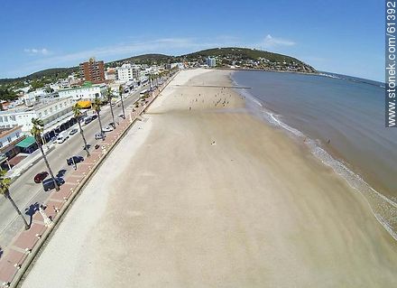 Aerial photo of the beach and boardwalk in spring - Department of Maldonado - URUGUAY. Photo #61392