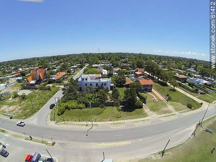 Aerial view of the Rambla Costanera Canelones. ANCAP Station. End of double track - Department of Canelones - URUGUAY. Photo #61412