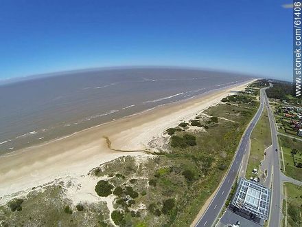 Aerial view of the Rambla Costanera Canelones. ANCAP Station. End of double track - Department of Canelones - URUGUAY. Photo #61406