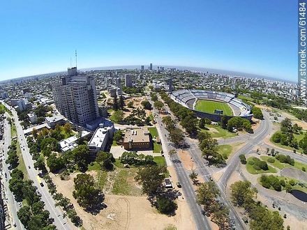 Aerial photo of Av Italy, the teaching hospital and the Centenario Stadium - Department of Montevideo - URUGUAY. Photo #61484