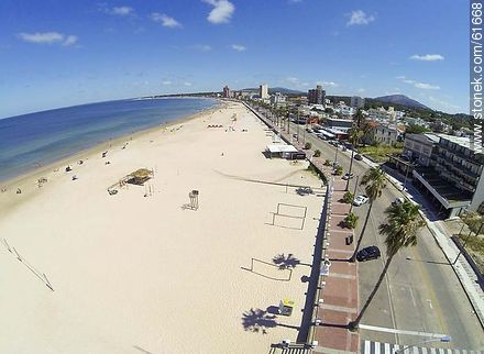 Aerial photo of the boardwalk and beach - Department of Maldonado - URUGUAY. Photo #61668
