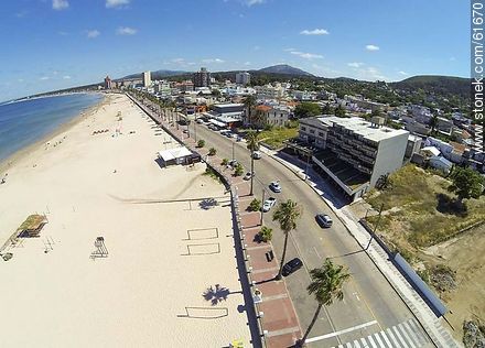 Aerial photo of the boardwalk and beach - Department of Maldonado - URUGUAY. Photo #61670