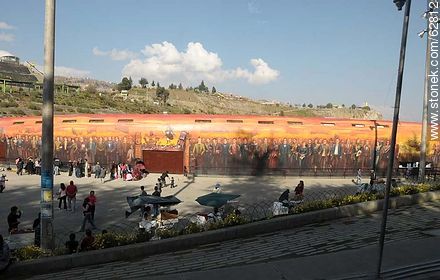 Mural of the entrance to the outdoor theater in the Parque Urbano - Bolivia - Others in SOUTH AMERICA. Photo #62812