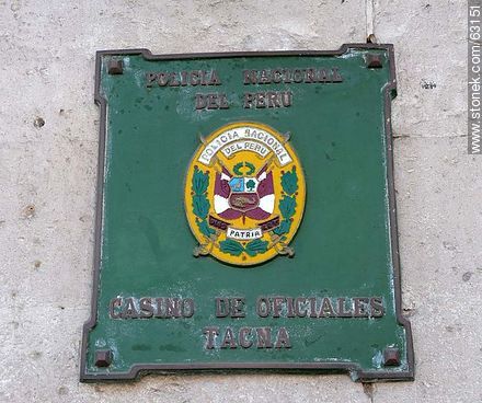 Placa del Casino de Oficiales de Tacna, Policía del Perú - Perú - Otros AMÉRICA del SUR. Foto No. 63151