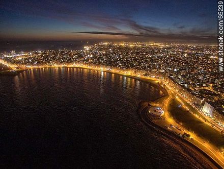 Nocturnal aerial photo of the Rambla Republic of Peru - Department of Montevideo - URUGUAY. Photo #65239