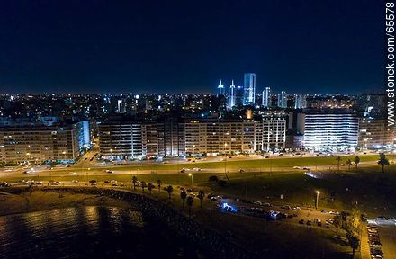 Night aerial view of the Rambla Rep. Of Peru. World Trade Center Towers - Department of Montevideo - URUGUAY. Photo #65578