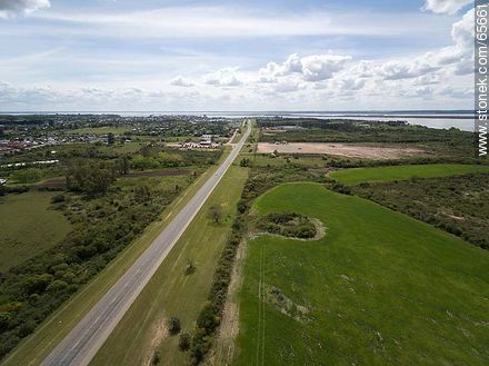 Aerial view of the route linking the port of Fray Bentos with the international bridge - Rio Negro - URUGUAY. Photo #65661