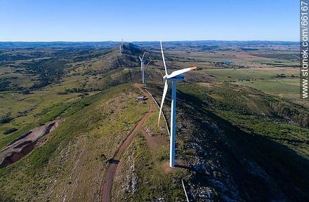 Aerial photo of wind power mills of UTE in the Sierra de Carapé - Department of Maldonado - URUGUAY. Photo #66167