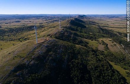 Aerial photo of wind power mills of UTE in the Sierra de Carapé - Department of Maldonado - URUGUAY. Photo #66163
