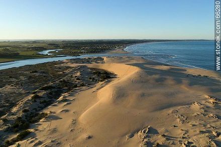 Aerial photo of the mouth of the Valizas stream in the Atlantic Ocean - Department of Rocha - URUGUAY. Photo #66280