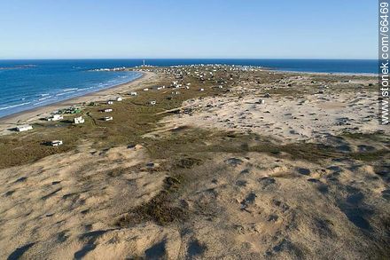 Aerial view of ranchos between the dunes - Department of Rocha - URUGUAY. Photo #66469