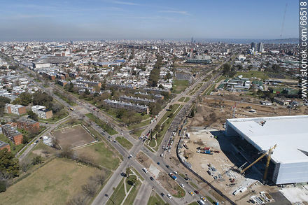 Vista aérea de la construcción del Antel Arena. Octubre de 2018. - Departamento de Montevideo - URUGUAY. Foto No. 66518