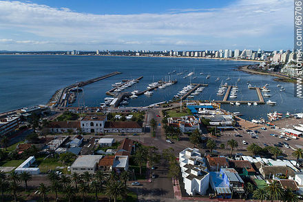 Aerial photo of 2 de Febrero street looking at the port - Punta del Este and its near resorts - URUGUAY. Photo #66706
