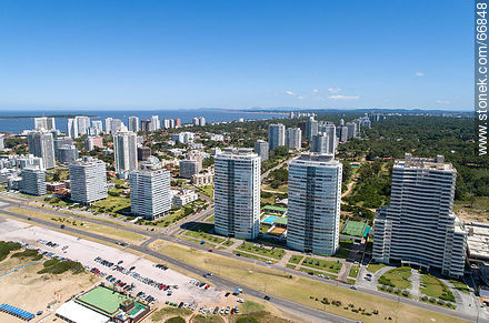 Aerial view of the Lorenzo Batlle Pacheco promenade over Brava beach and its towers. - Punta del Este and its near resorts - URUGUAY. Photo #66848