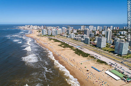 Aerial view of the Lorenzo Batlle Pacheco promenade over Brava beach and its towers. - Punta del Este and its near resorts - URUGUAY. Photo #66850