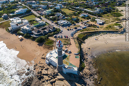 Aerial view of the lighthouse and surrounding houses - Punta del Este and its near resorts - URUGUAY. Photo #66903