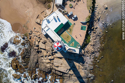 Aerial zenithal view of the lighthouse - Punta del Este and its near resorts - URUGUAY. Photo #66905