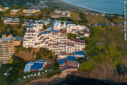 Aerial view of the Casapueblo Hotel in Punta Ballena - Punta del Este and its near resorts - URUGUAY. Photo #67128