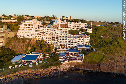 Aerial view of the Casapueblo Hotel in Punta Ballena - Punta del Este and its near resorts - URUGUAY. Photo #67127